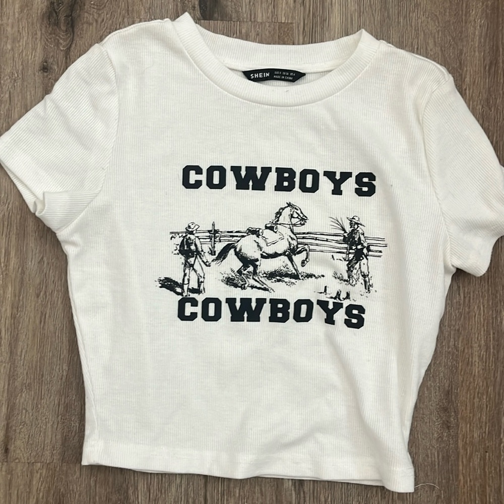 cowboys crop top shein